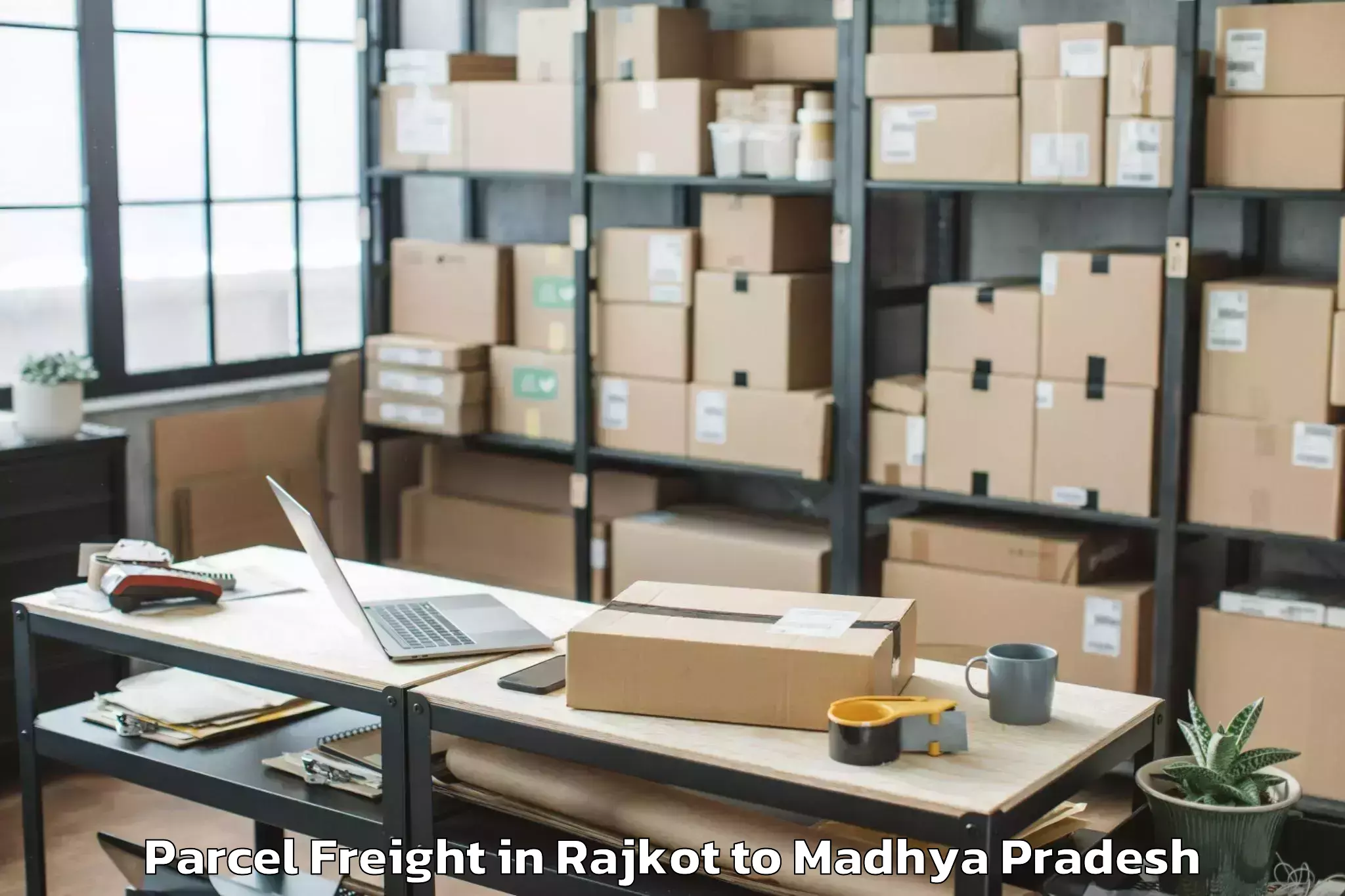 Leading Rajkot to Kolaras Parcel Freight Provider